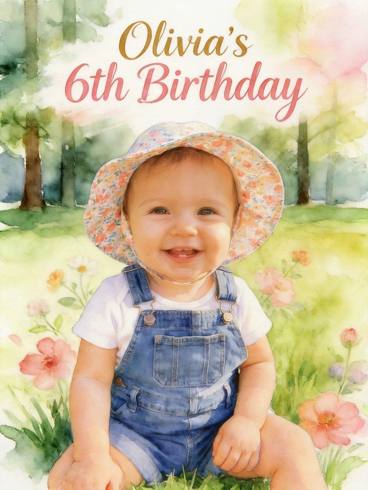 Watercolor-style birthday poster